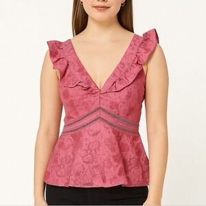 REBECCA‎ TAYLOR "In Bloom" Mauve Pink Floral Blouse NWT Size 12